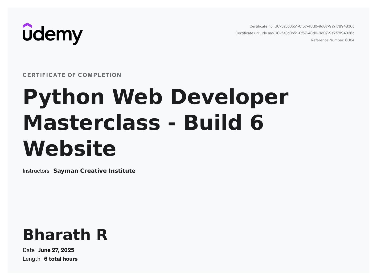 Udemy Certification